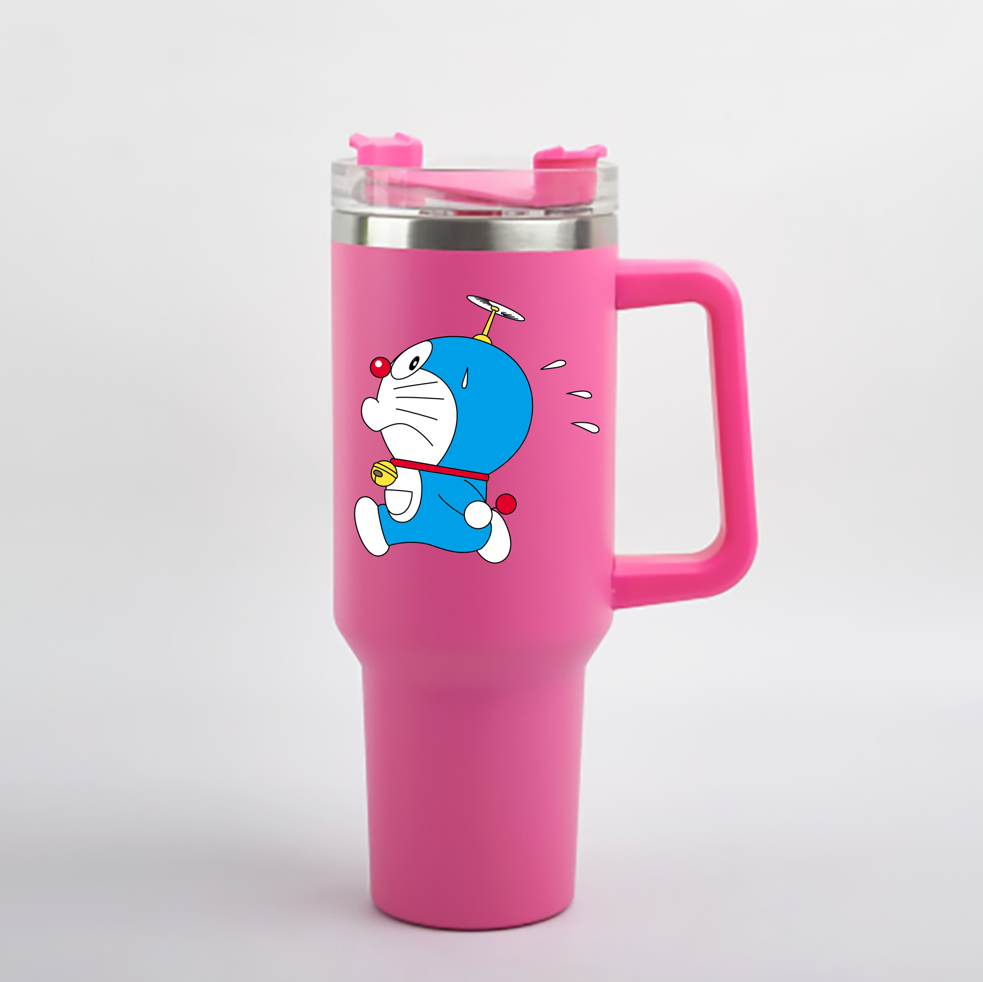 （画像用） ドラえもん Doraemon 1200mL車用タンブラー - クリスタルステッカー（プラスチックストロー付き）